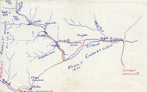 Map of R. Coquet with Bygate Hall from Jack F 1962