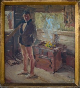 Cyril Muskett in the shack at 